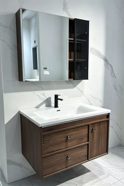 Nordic-style multi-layer solid wood bathroom vanity