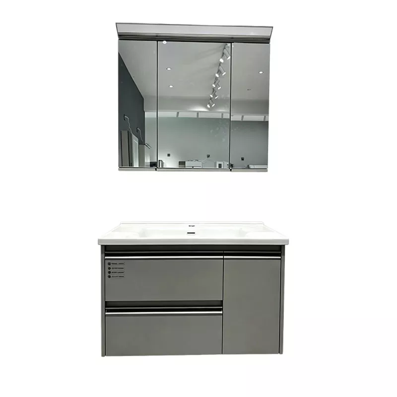 Multi-Layer Solid Wood Bathroom Vanity with Mirror Cabinet